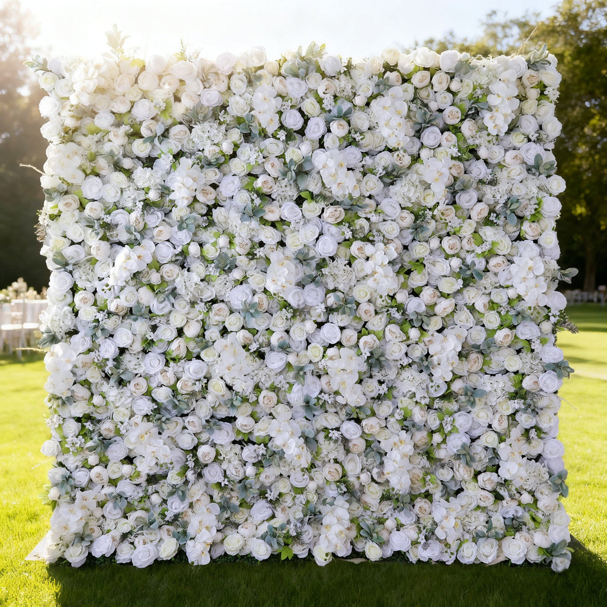 ValarFlowers White Artificial Flower Wall Backdrop VF-142