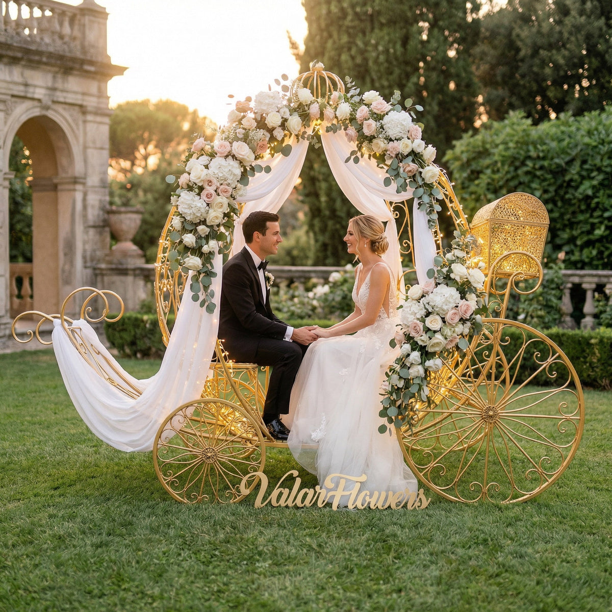ValarFlowers 7.9ft Cinderella Fairy Princess Pumpkin Carriage Decor