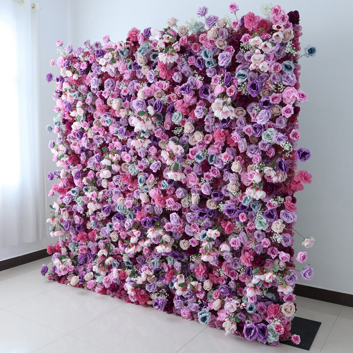 ValarFlowers Enchanted Pastel Pink & Purple Floral Symphony Flower Wall: A Romantic Masterpiece for Dreamy Celebrations-VF-504