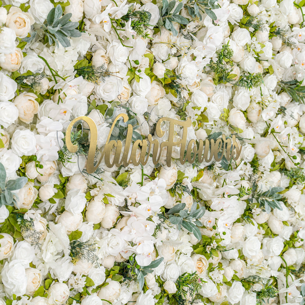 Roll Up Fabric Gorgeous Artificial Flower Wall - The White & Green  Epitome of Wedding and Event Decoration-VF-801