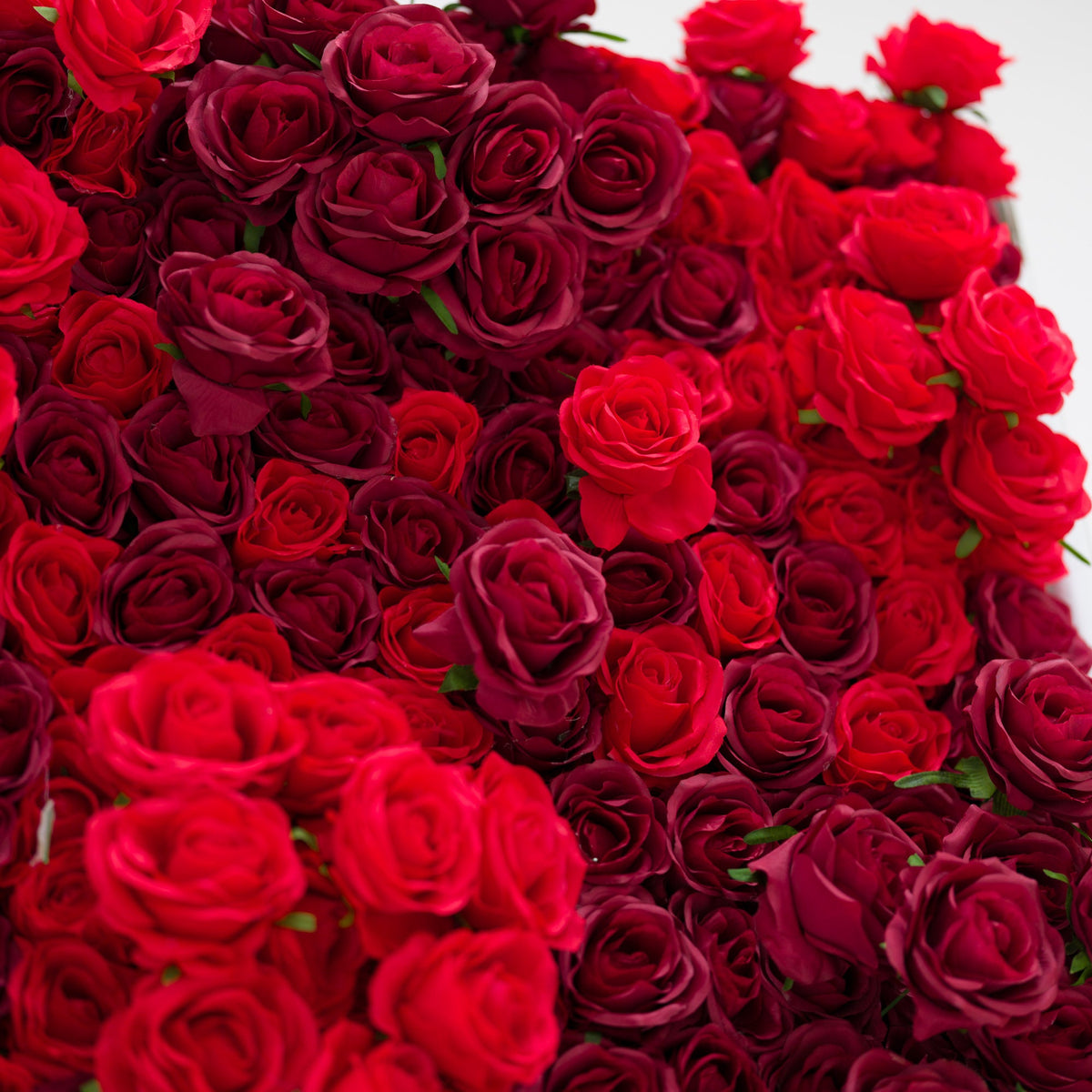 Valar Flowers Roll Up Fabric Artificial Flower Wall Crimson Coronation: A Regal Array of Red Roses Radiating Romance and Reverence-VF-172