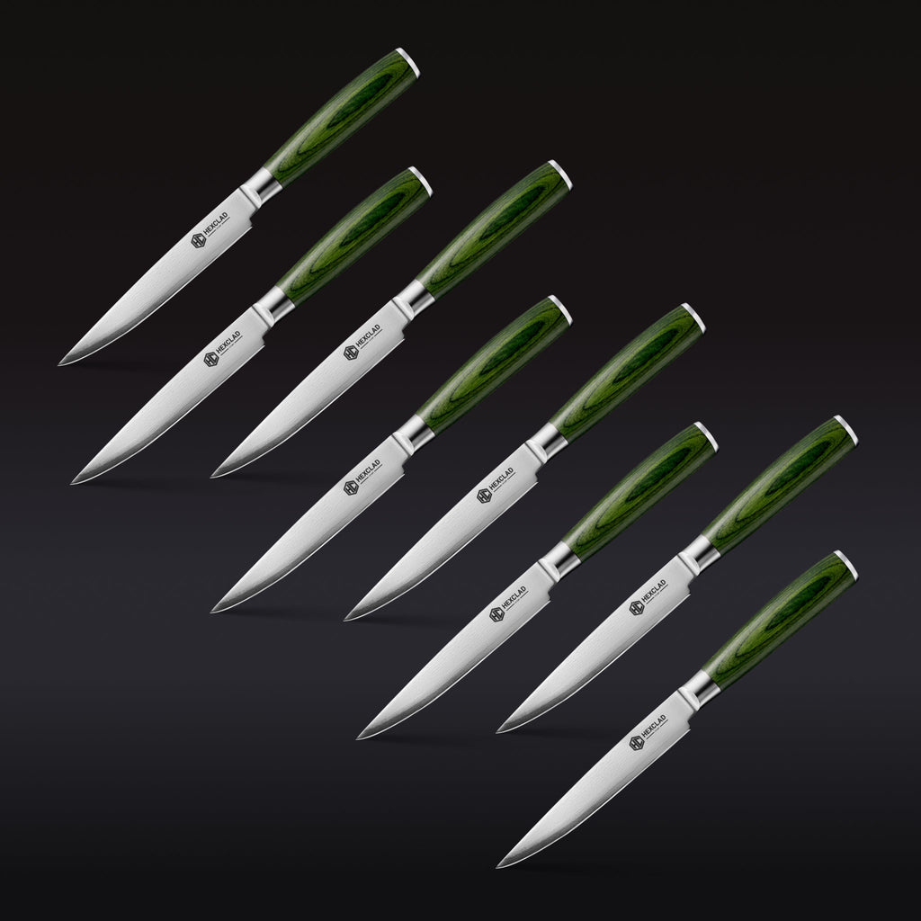 Damascus Steel Steak Knife Set. 8-pc