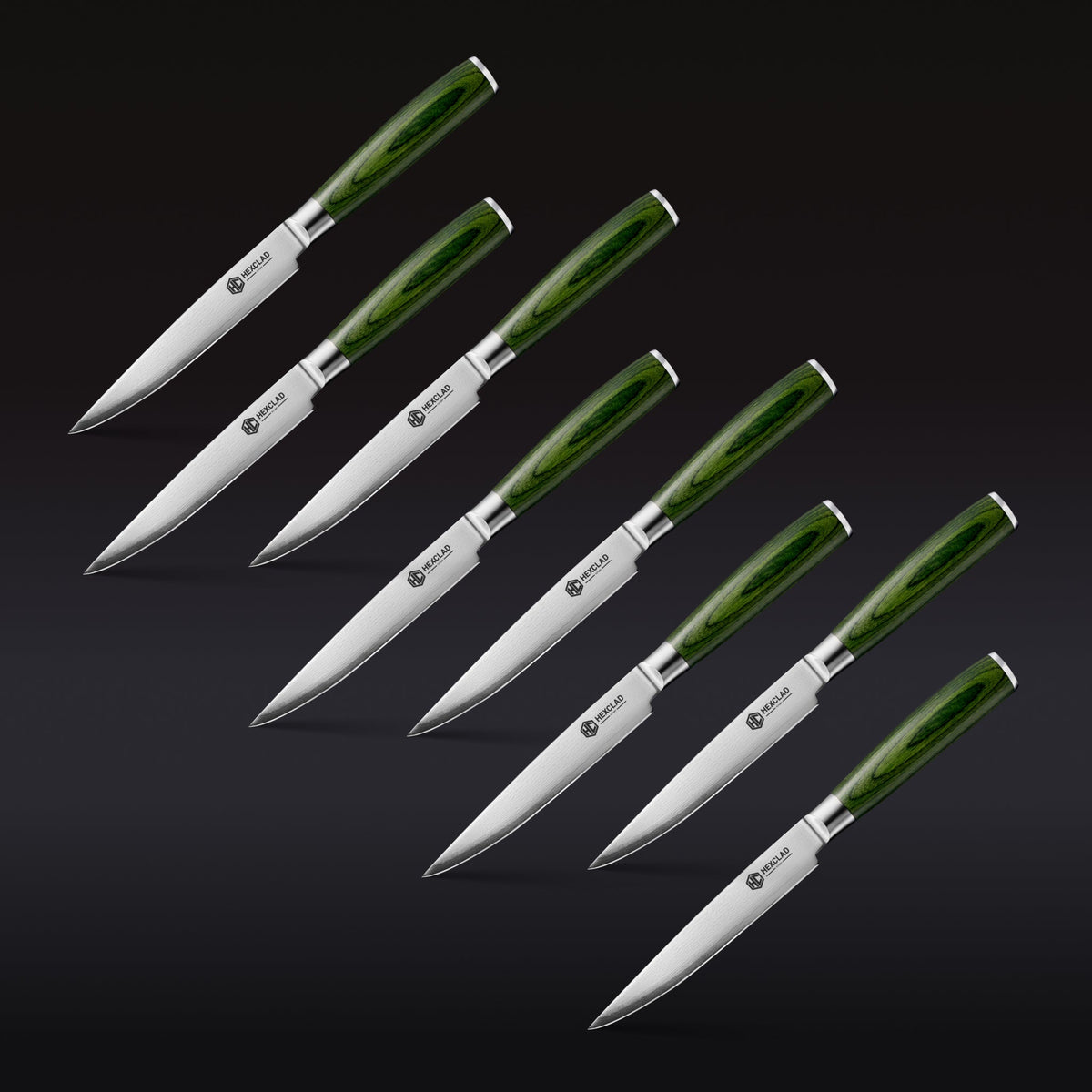 Damascus Steel Steak Knife Set. 8-pc