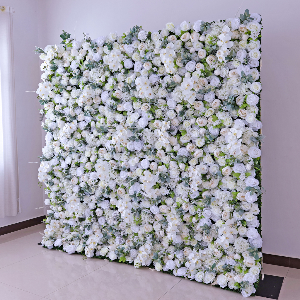 ValarFlowers White Artificial Flower Wall Backdrop VF-142